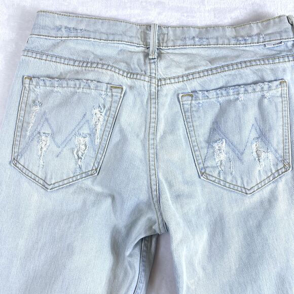 MOTHER Jeans Women Sz 26 Light Wash Distressed The Dropout Fray Get Blondie - Picture 8 of 16